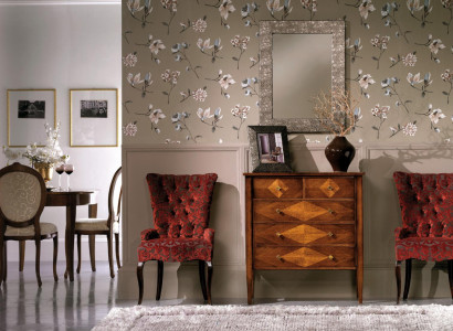 Set Chest of drawers Mirror Chests of drawers Wood Art déco Luxury Design Living room Suite 4 pieces